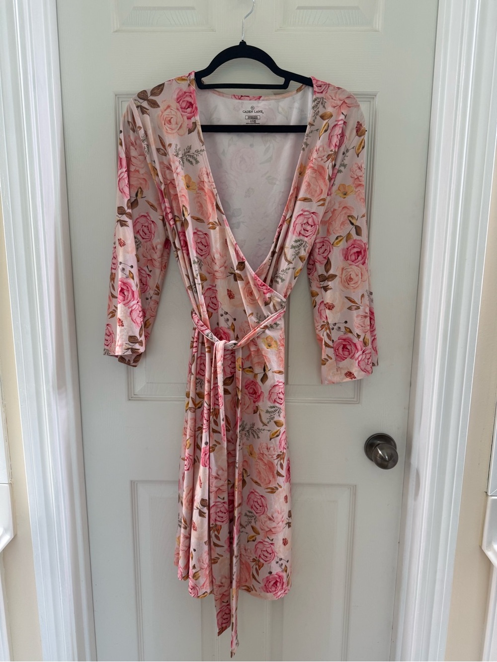 Caden Lane Floral Pink Wrap Robe